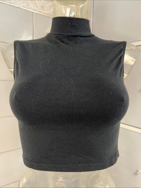 Varsity Mock Neck Cropped Shell Dance Top L NWOT